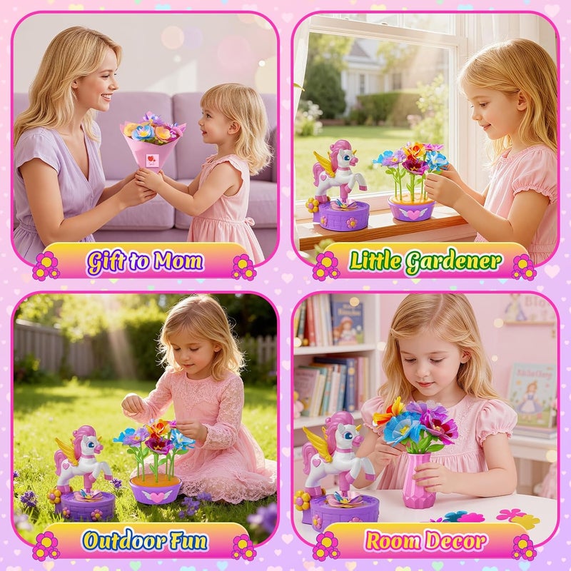 Zmpolir Craft Kits, Press-to-Create Flower Maker, Unicorn Toys for Girl Age 3-12, Fabric Flower Bouquets Toy, Kids DIY Arts and Crafts, Unique Christmas Birthday Gifts for 3 4 5 6 7 8 9 10 11 12 Year Old Girl - Image 4